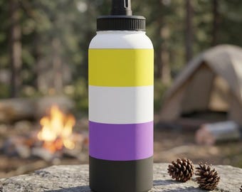 Nonbinary Pride Stripes vattenflaska i rostfritt stål | Sportlock