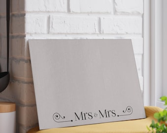 Tabla de cortar de cristal decorativa para bodas "Mrs & Mrs" / Decoración de cocina personalizada