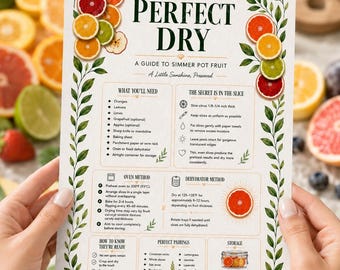 Simmer Pot Fruit Drying Guide | 4x6 Citrus Dehydrating Instructions | Vendor Insert Card | Digital Download, vendor insert, art deco style