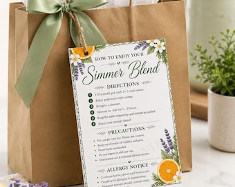 Simmer Pot Instructions Card | Digital Download | Craft Vendor Template | Farmers Market Seller | DIY Gift Insert,  simmer pot vendor