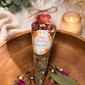Happy Birthday Simmer Pot Favors, Custom Birthday Party Favor Bags, Personalized Botanical Simmer Blend Gifts, Citrus Floral Party Favors