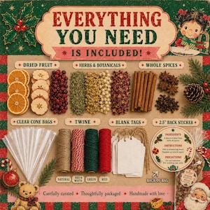 DIY Christmas Simmer Pot Craft Kit, Make Your Own Holiday Gifts, Christmas Craft Night Kit, Handmade Teacher Neighbor Hostess Gifts