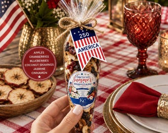 Simmer Pot 250th USA Favor, American Summer stovetop potpourri, Red White & Blue Party gift, thank you for hosting gift, July 4th guest gift