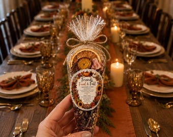 Friendsgiving Favor, Fall Simmer Pot Favor | Friends, Food & Fall Simmer Blend | Thanksgiving Party Favor | Hostess Gift | natural fragrance