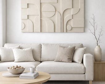 Abstract 3D Plaster Wall Art | Modern Textured Wall Sculpture | Statement Living Room Decor | Anniversary Gift for Couple