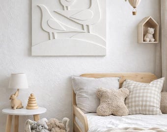 Kids Room Wall Decor | Modern Textured Wall Sculpture | Minimalist Nursery Art | Baby Shower Gift | Neutral Boy or Girl Decor
