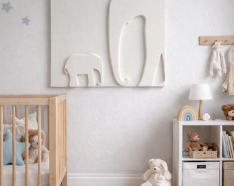 Japandi Plaster Wall Art | Minimalist Textured Sculpture | Kids Room Wall Decor | Baby Shower Gift | Neutral Nursery Decor