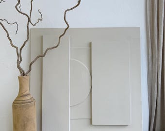 Modern 3D Wall Sculpture | Textured Plaster Wall Art | Office Neutral Decor | Birthday Gift for Him | Coworker Farewell Present