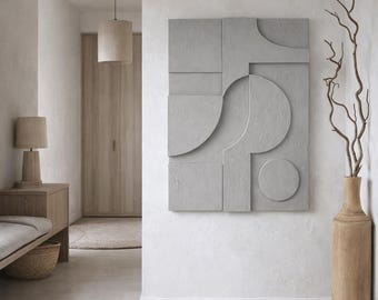 Wabi Sabi Wall Relief | Textured Monochrome Plaster Sculpture | 3D Statement Art | Minimalist Zen Decor | Housewarming Gift