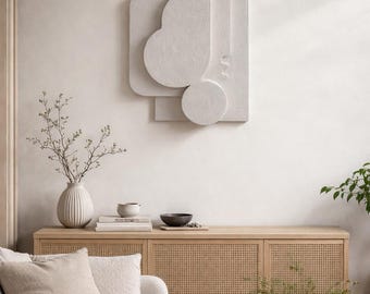 Handmade Plaster Wall Art | Textured 3D Relief Sculpture | Modern Minimalist Decor