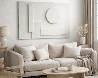 Bedroom Plaster Wall Art | Minimalist Textured Wall Sculpture | Neutral Above Bed Decor | Master Suite Wall Hanging | Valentine's Day Gift