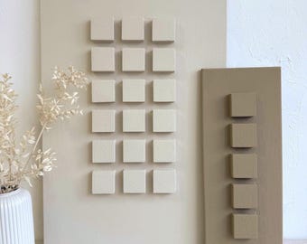 Abstract Plaster Wall Art Above Sofa | Textured 3D Wall Sculpture (2 Pieces) | Neutral Living Room Decor | Housewarming Gift for Her