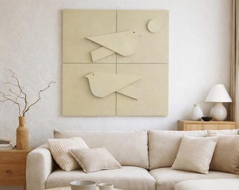 Minimalist Plaster Wall Art | Abstract 3D Wall Sculpture | Above Bed Decor | Bedroom Wall Art | Anniversary Gift for Couple