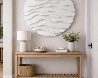 Round Neutral Plaster Wall Art for Living Room | Textured Sculpture | Modern Minimalist Wall Decor | Birthday Gift