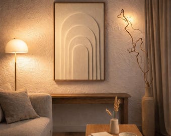 Large Textured Plaster Wall Art | Neutral Statement Sculpture (50x80 cm)