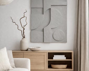Large Handmade Plaster Wall Art | Textured Neutral Wall Sculpture | Oversized Living Room Decor | Unique Gift for Mom
