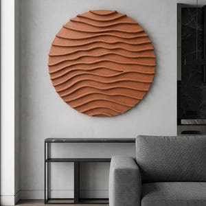 Round Sand Waves Plaster Wall Art | Textured Neutral Minimalist Living Room Decoration
