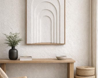 Textured Plaster Wall Art | Modern Arch Sculpture, Minimalist Desk Decor