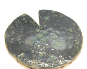 Ceramic Mosaic Lily Pad Tile (Spotted Olive) - Safe for indoor/outdoor wet applications