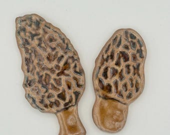 Ceramic Mosaic Morel Mushroom Tiles / Refrigerator Magnets (set of 2) - Several Colors!