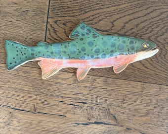Ceramic Mosaic Brook Trout Fish Wall Tile - Safe for indoor/outdoor wet applications