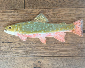 Ceramic Mosaic Brook Trout Fish Wall Tile - Safe for indoor/outdoor wet applications