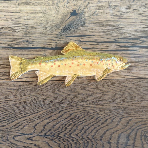 Ceramic Mosaic Brown Trout Fish Wall Tile - Safe for indoor/outdoor wet applications