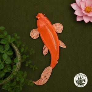 Ceramic Mosaic Koi Floor Tile (Tangerine Red) (1) - Safe for indoor/outdoor wet applications