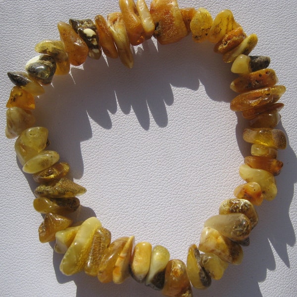 Bracelet Natural Baltic Amber Bright Yellow Amber Polished Stones Adult Size