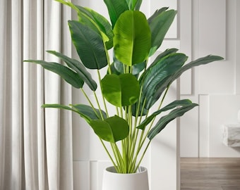 Tropische kunstpalm, echt aanvoelende monsterabladeren, 65 cm woondecoratie