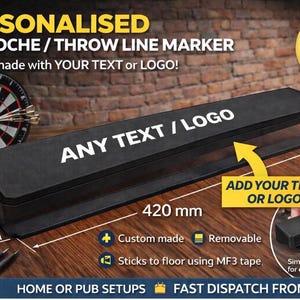 Raised Darts Oche Removable | Slide-Out Base | No Drilling | Personalised