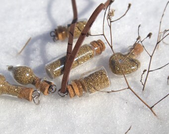Bronze Dragon Shell Dust Necklace, Glass Vial Pendant, Fantasy Cosplay