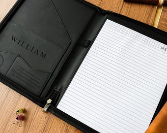 Personalized Portfolio With Zipper,Engraved Journal,Personalized Padfolio, Graduation Gift