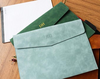 Custom Initials A4 Document Holder,Personalized Leather Document Case,Paper Document Holder, Paper File Organizer,Birthday Gift