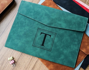 Personalized A4 Document Holder,Engrave Leather Portfolio Document Organizer,Bag For Documents, Handmade leather folder,Gifts For Him.