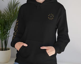 Moon Phase Hoodie, Celestial Sleeve Print Sweatshirt, As The Moon Minimalist Aesthetic Pullover, Lunar Gift for Couples or Her