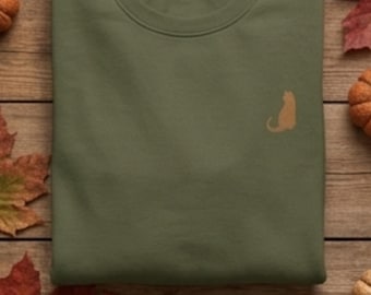 Cat Silhouette Sweatshirt, Fall Crewneck for Couples, Minimalist Cat Lover Gift, Line Art Sweater, Cozy Matching Outfit