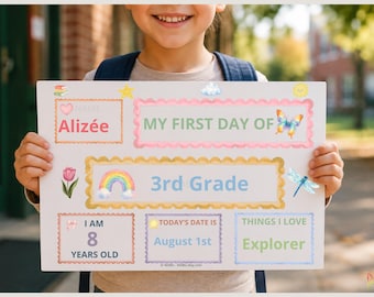 Rainbow Back to School Printable Bundle | Welcome Banner, Weekly Planner, Name Labels & First Day Sign for Preschool Kindergarten