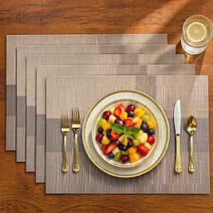 Juego de 6 manteles individuales de PVC antideslizantes y resistentes al calor para mesa de comedor – Tapetes de cocina lavables y resistentes a las manchas