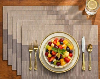 6er Set Rutschfeste Hitzebeständige PVC-Tischsets für Esstisch - Waschbare, schmutzabweisende Küchenmatten