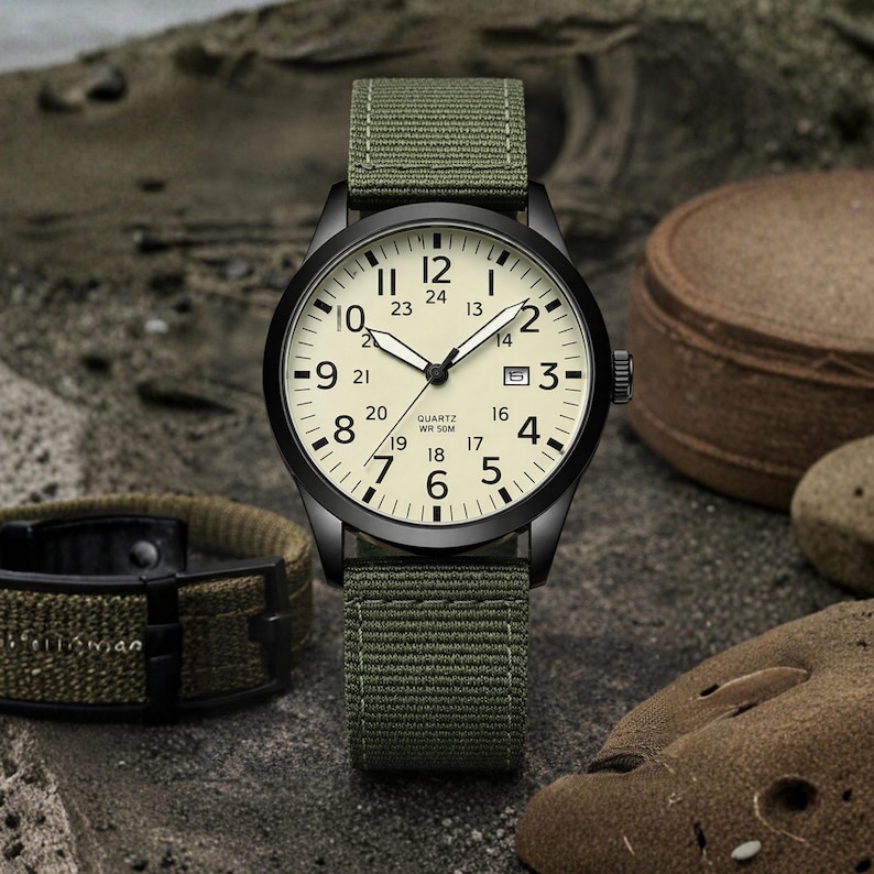 Mens Military Watch | Luminous Dial, Nylon Strap image 6