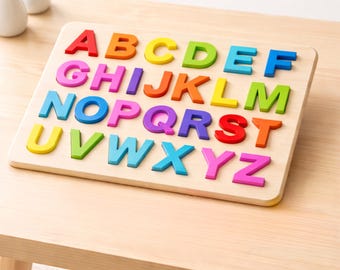 Hölzernes Alphabet-Puzzle, Montessori ABC-Lernspielzeug, Kleinkind-Lernbrett