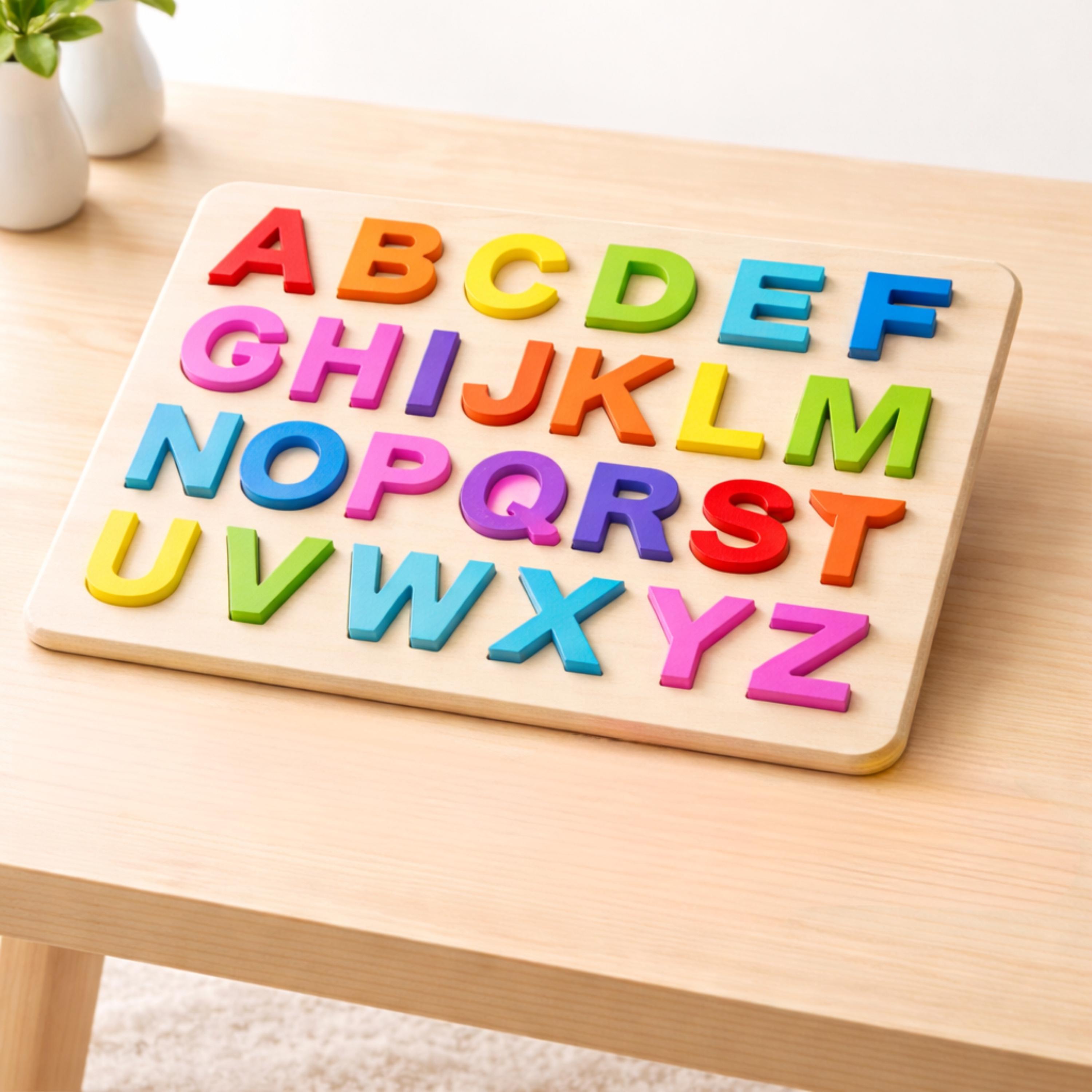 Wooden Alphabet Puzzle, Montessori ABC Learning Toy, Toddler