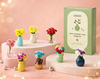 Mini-Keramikvasen-Magnete | Küchen-Kühlschrank-Dekor, 8er-Set
