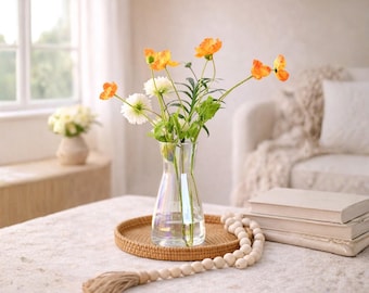 Schillerndes Glas Blumenvase | Moderne Boho Dekor, 20 cm