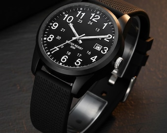 Mens Military Watch | Japanese Quartz, Luminous Dial & Silicone Band