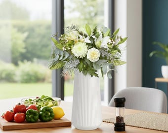 Handgefertigte Weiße Keramik Vase | Moderne Bauernhaus Dekoration