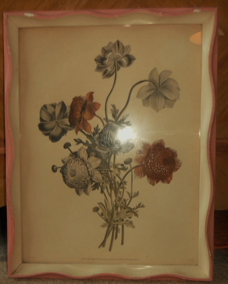Antique J.L. Prevost Original Framed Floral Bouquet Print | Etsy