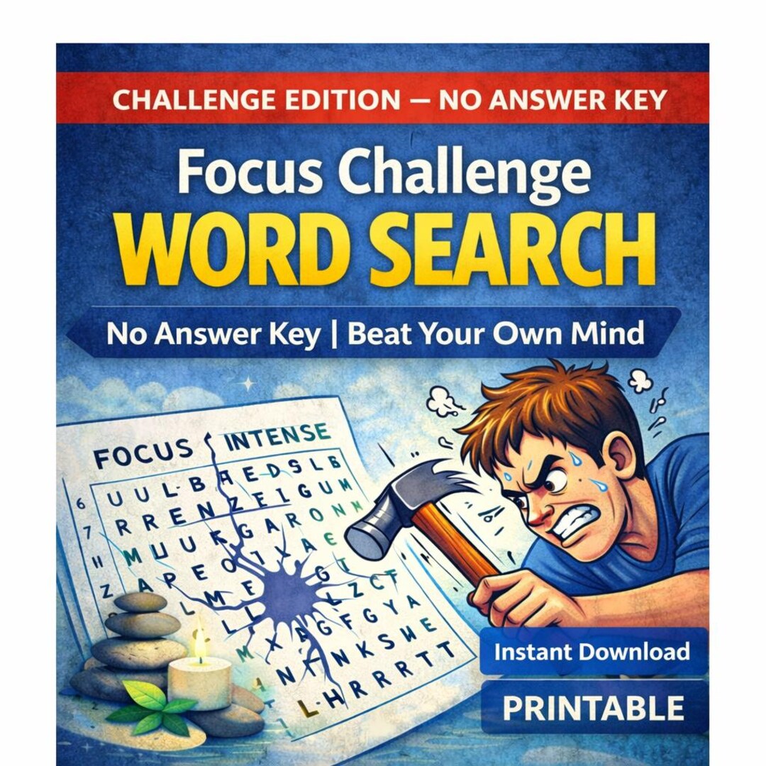 Challenge Word Search – Large Print Puzzles, No Answer Key (instant ...