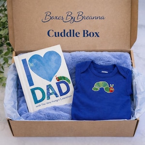 Dad and Baby Cuddle Box Gift Set | Caterpillar Book, Onesie and Blanket